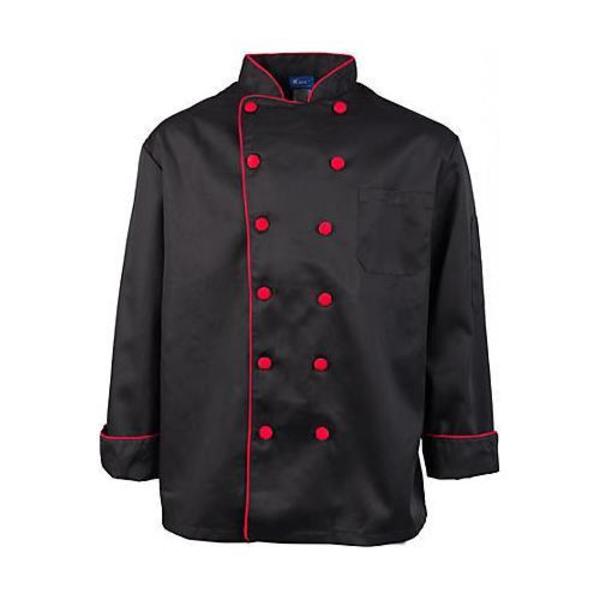 Kng Medium Executive Black and Red Chef Coat 2118BKRDM